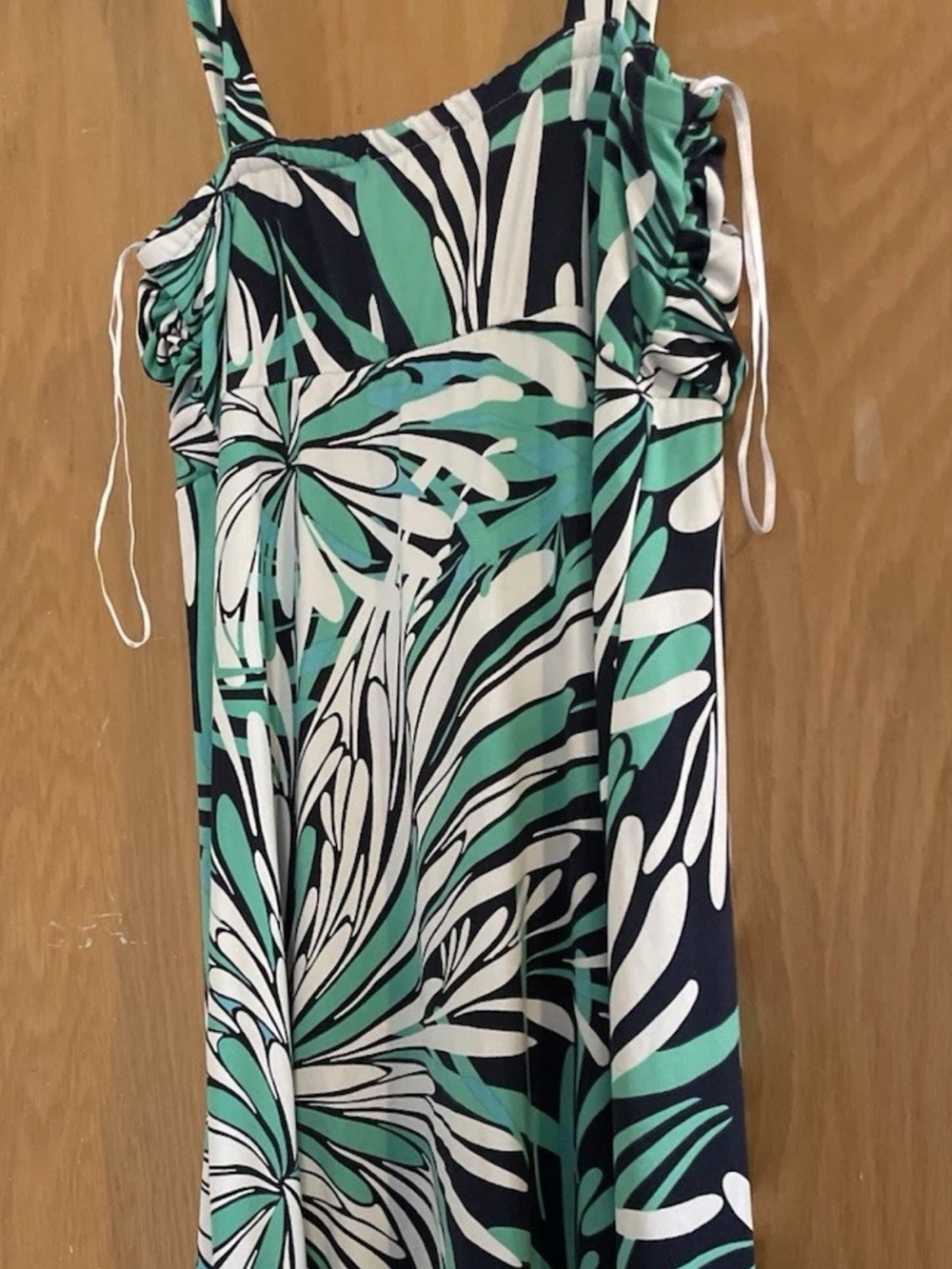 Women's Green & White Tropical Maxi Dress